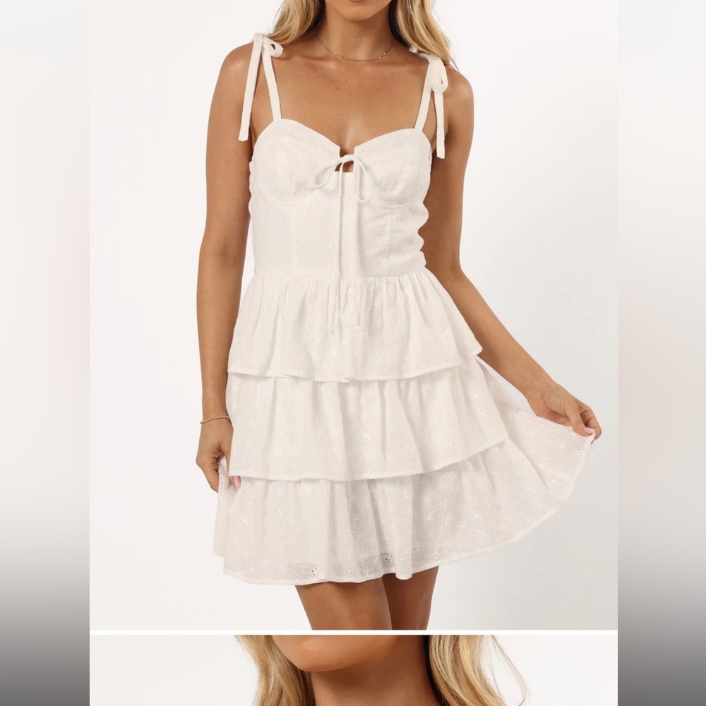 Petal & Pup White Tiered Ruffled Sundress